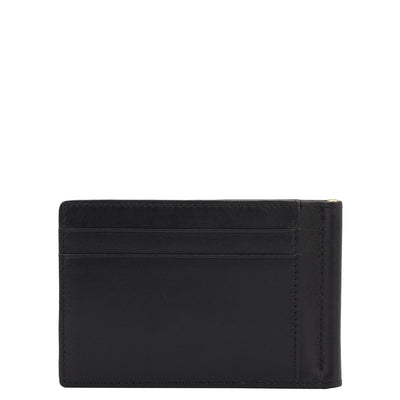 6 Slots Leather Money Clip - Black