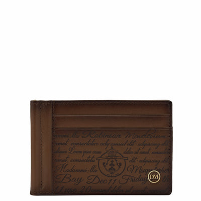 6 Slots Leather Money Clip - Cognac