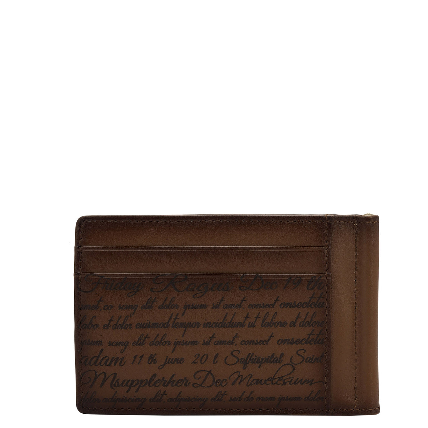 6 Slots Leather Money Clip - Cognac