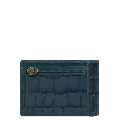 Croco Leather Money Clip - Ocean