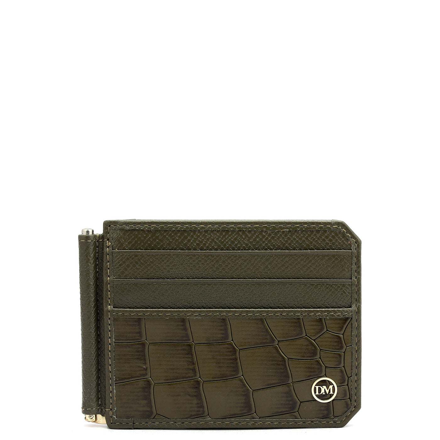 12 Slots  Leather Money Clip - Military Green