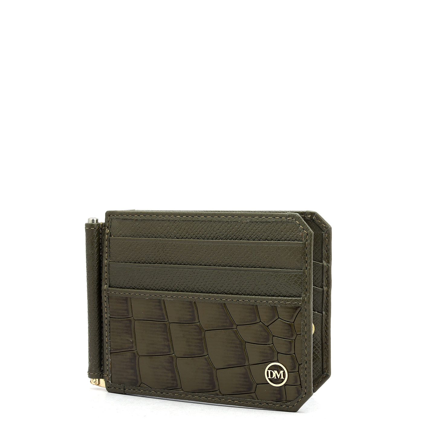 12 Slots  Leather Money Clip - Military Green