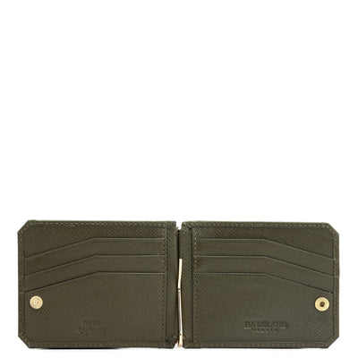 12 Slots  Leather Money Clip - Military Green