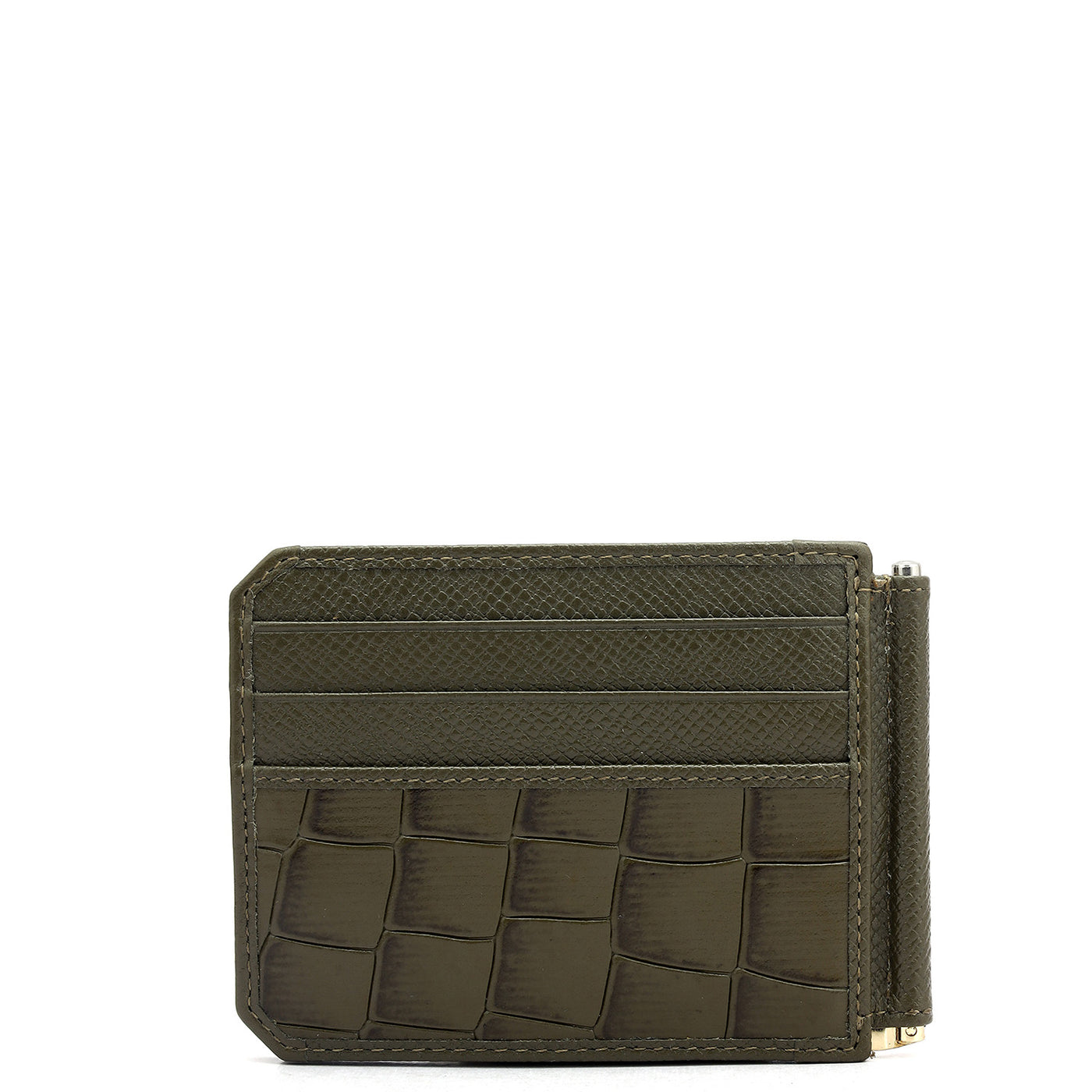 12 Slots  Leather Money Clip - Military Green