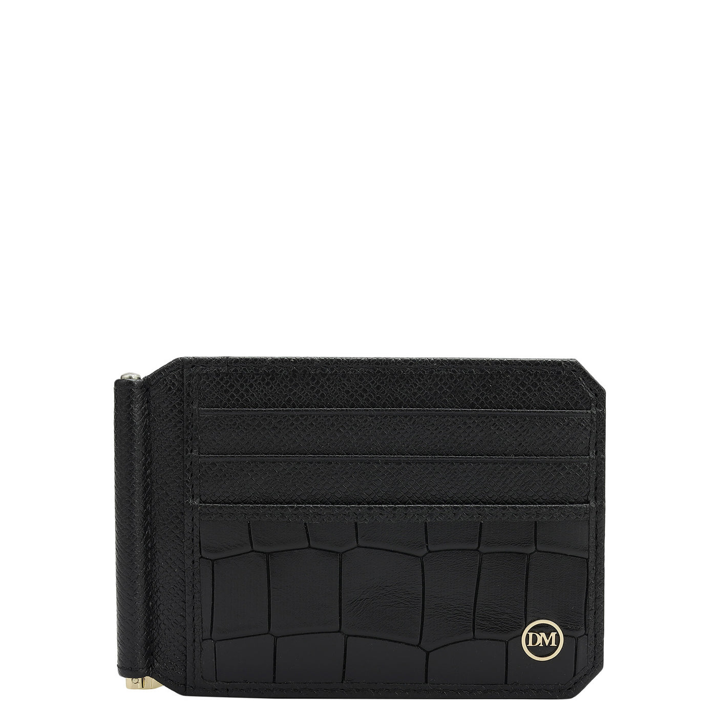 Multi Slot Leather Money Clip - Black