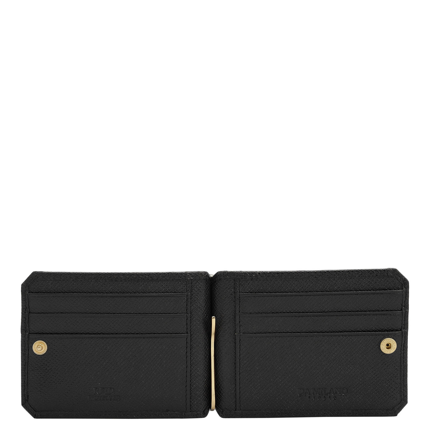 Multi Slot Leather Money Clip - Black