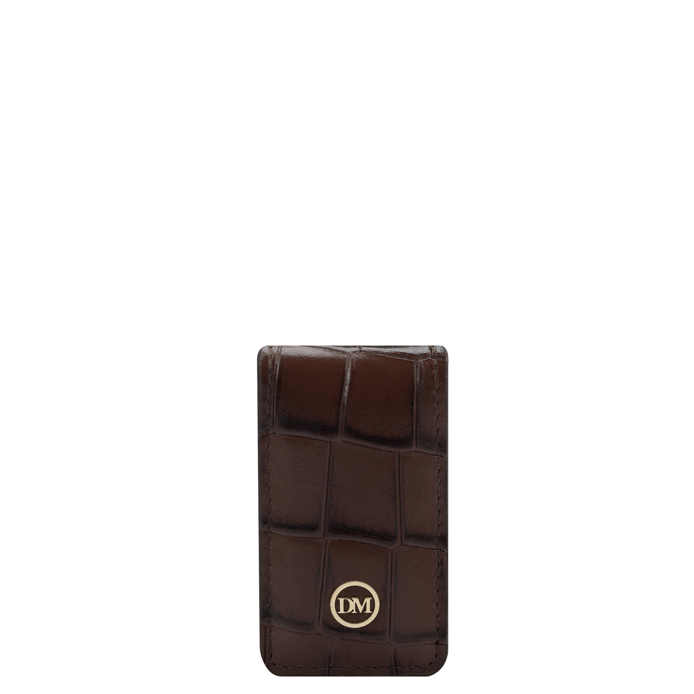 Croco Leather Money Clip - Brown