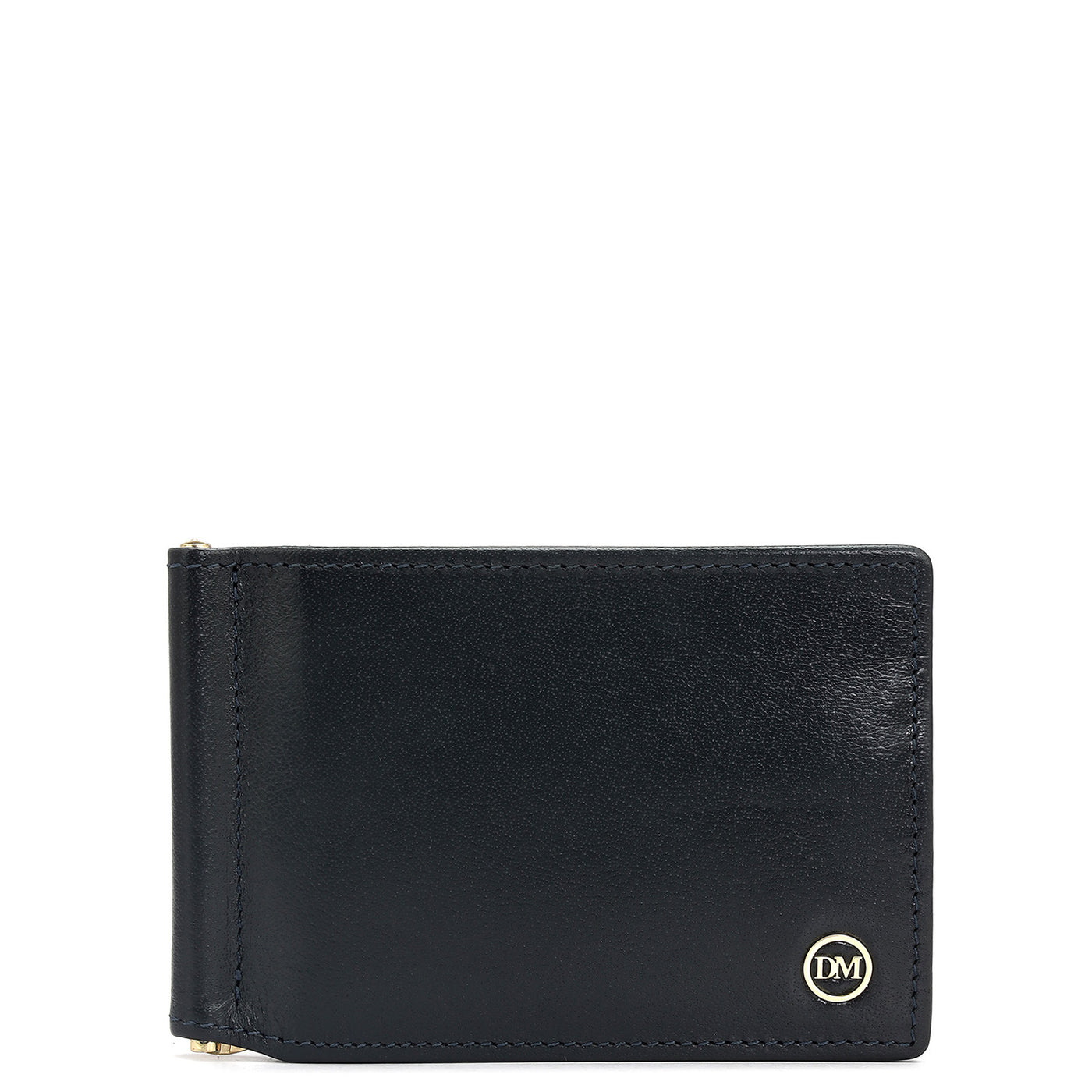 Plain Leather Money Clip - Navy