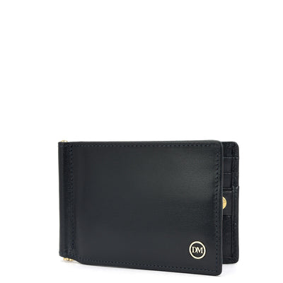 Plain Leather Money Clip - Navy