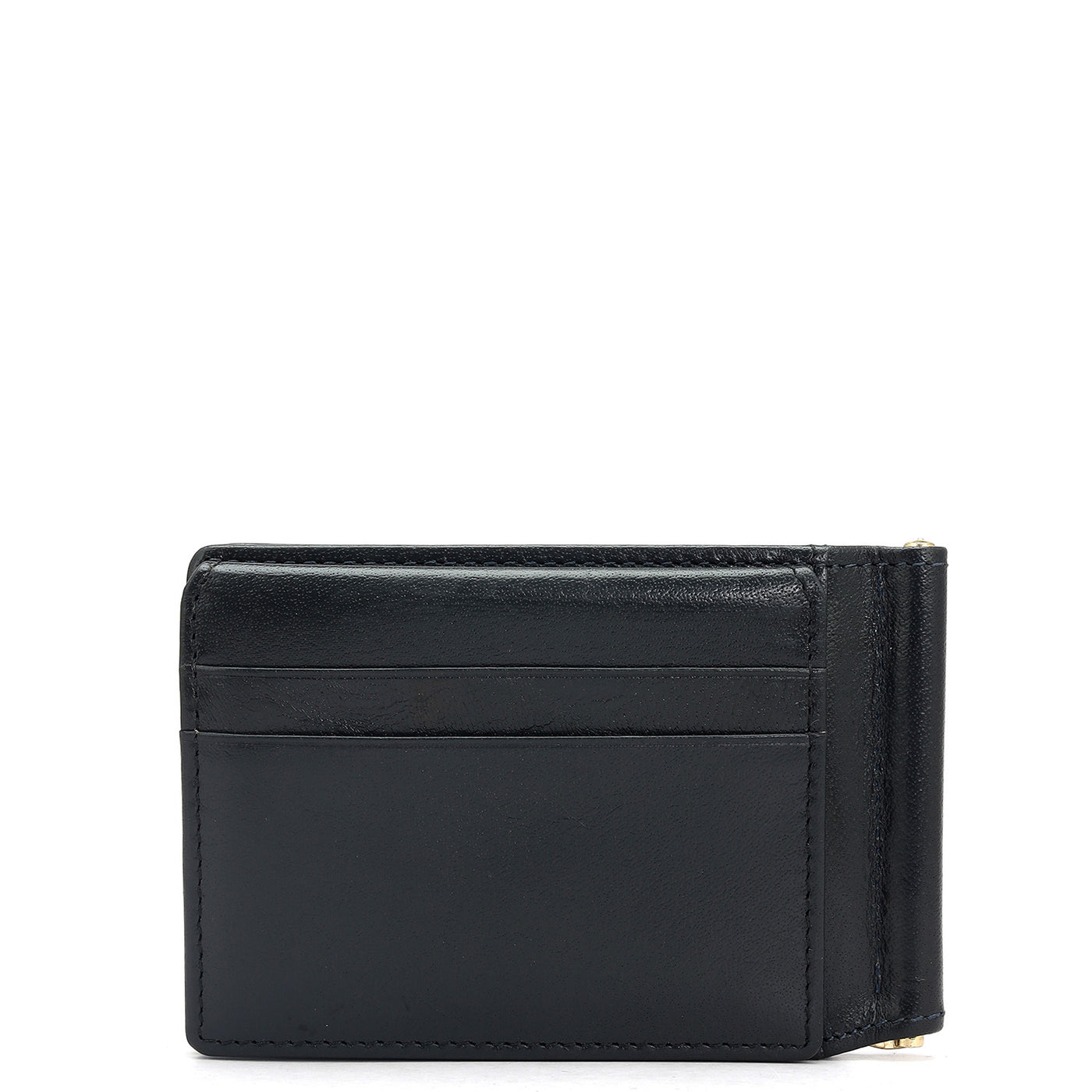 Plain Leather Money Clip - Navy