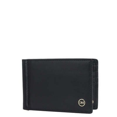 Plain Leather Money Clip - Black