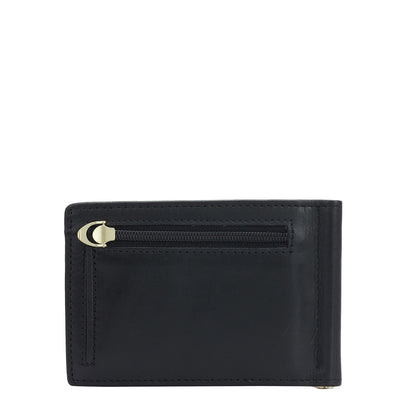 Plain Leather Money Clip - Black