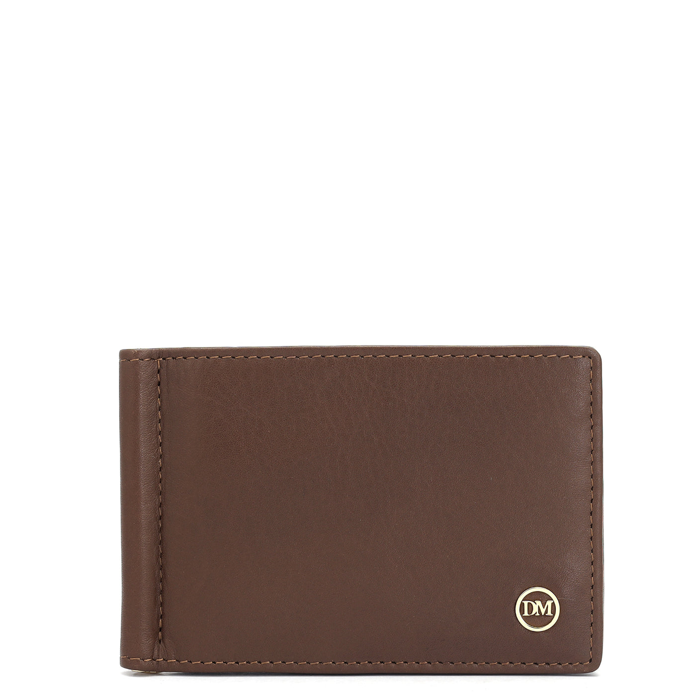 Plain Leather Money Clip - Brown