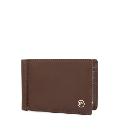 Plain Leather Money Clip - Brown