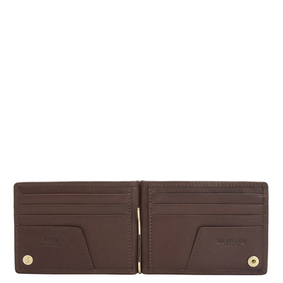 Plain Leather Money Clip - Brown