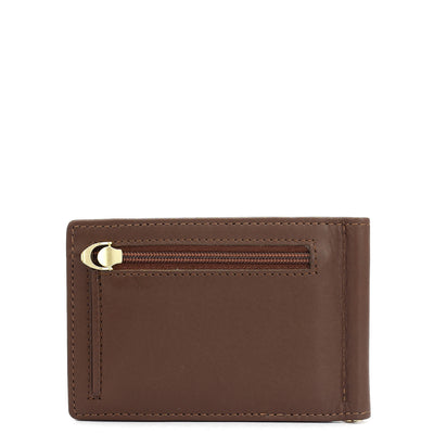 Plain Leather Money Clip - Brown