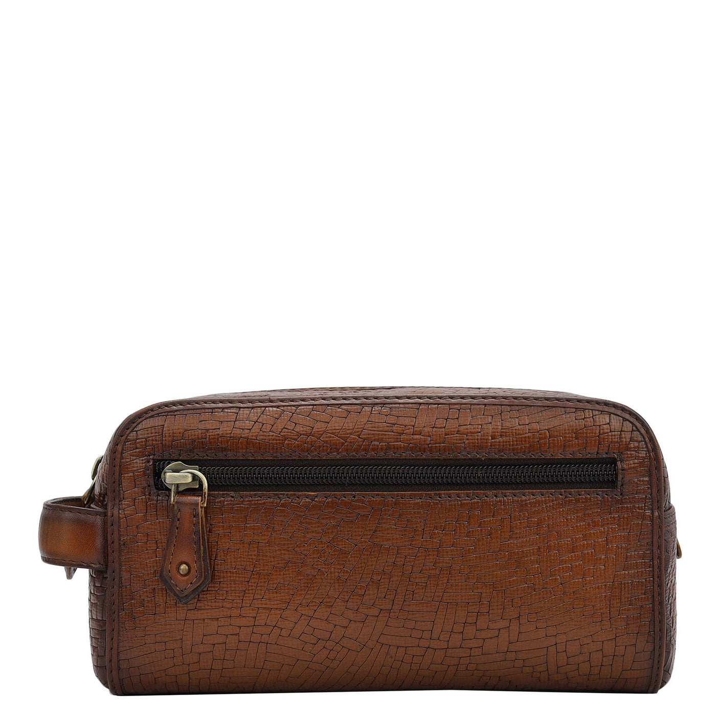 Mat Emboss Leather Multi Pouch - Cognac