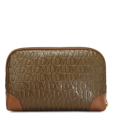 Large Monogram Leather Multi Pouch - Moss