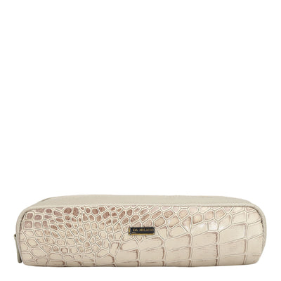 Croco Franzy Leather Multi Pouch - Frost