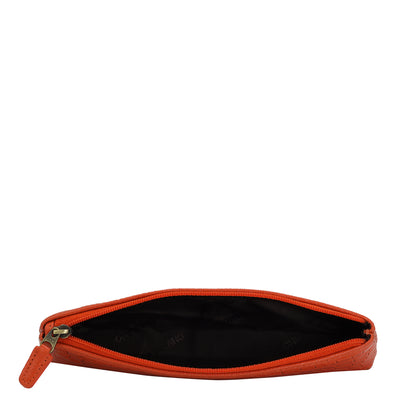 Croco Leather Multi Pouch - Pumpkin