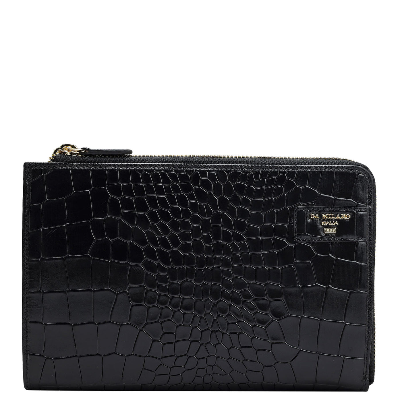 Croco Leather Multi Pouch - Black