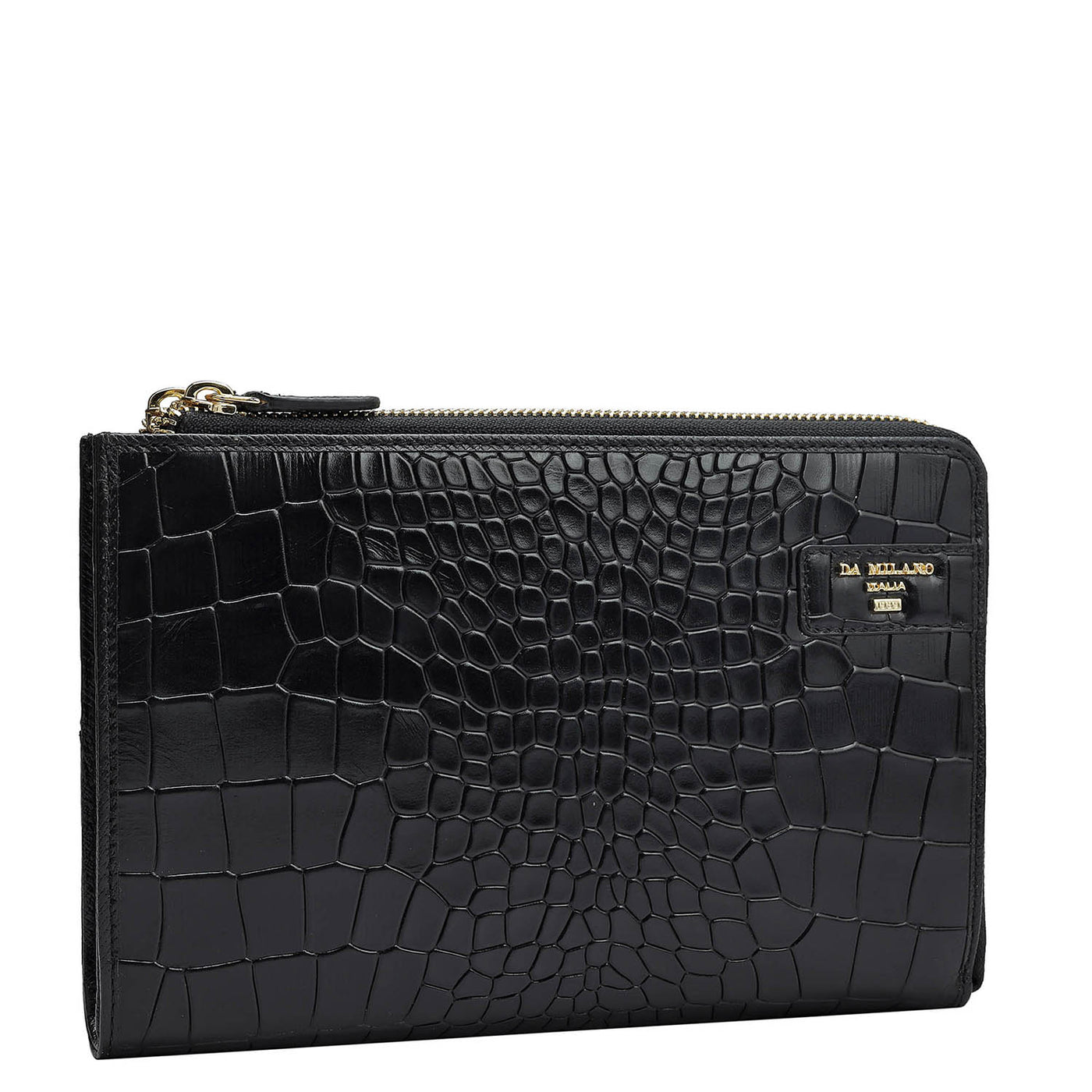 Croco Leather Multi Pouch - Black