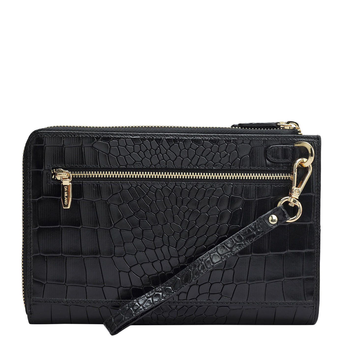 Croco Leather Multi Pouch - Black