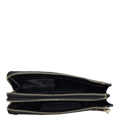 Croco Leather Multi Pouch - Black