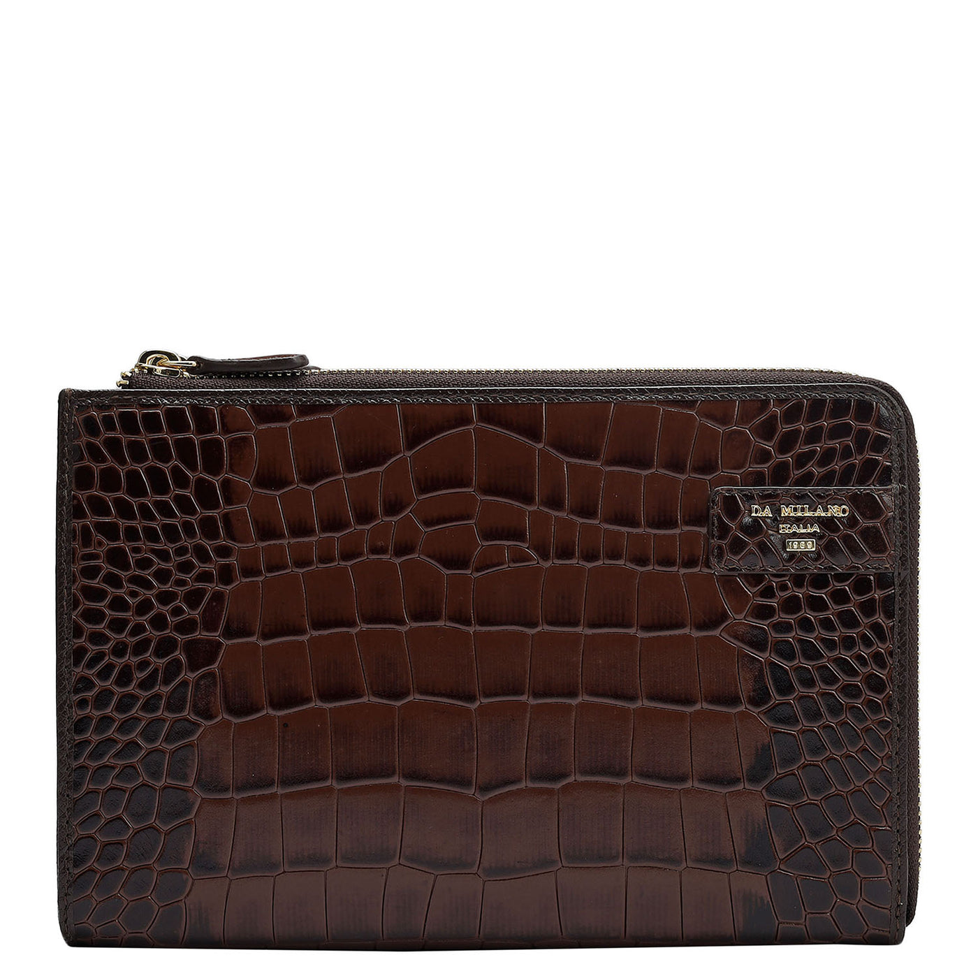 Croco Leather Multi Pouch - Brown