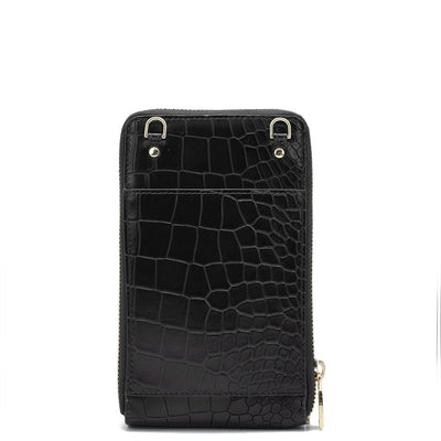 Croco Leather Crossbody - Black