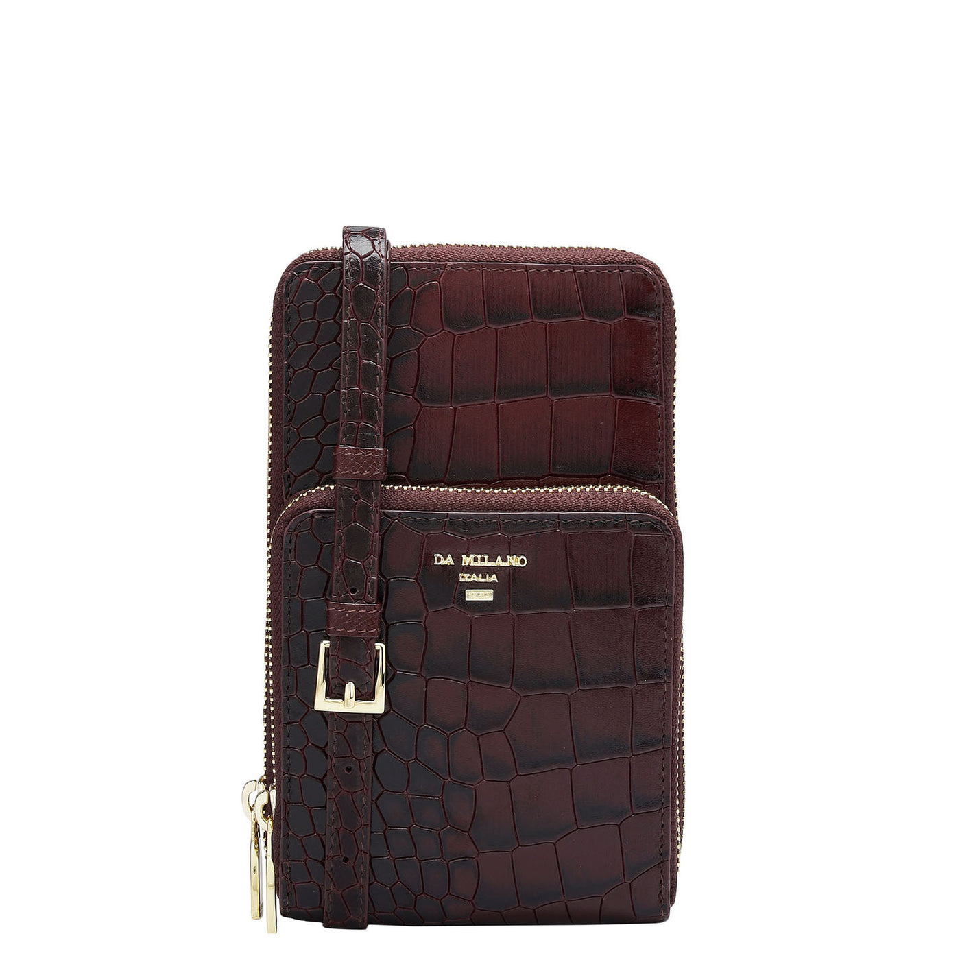 Croco Leather Crossbody - Wine