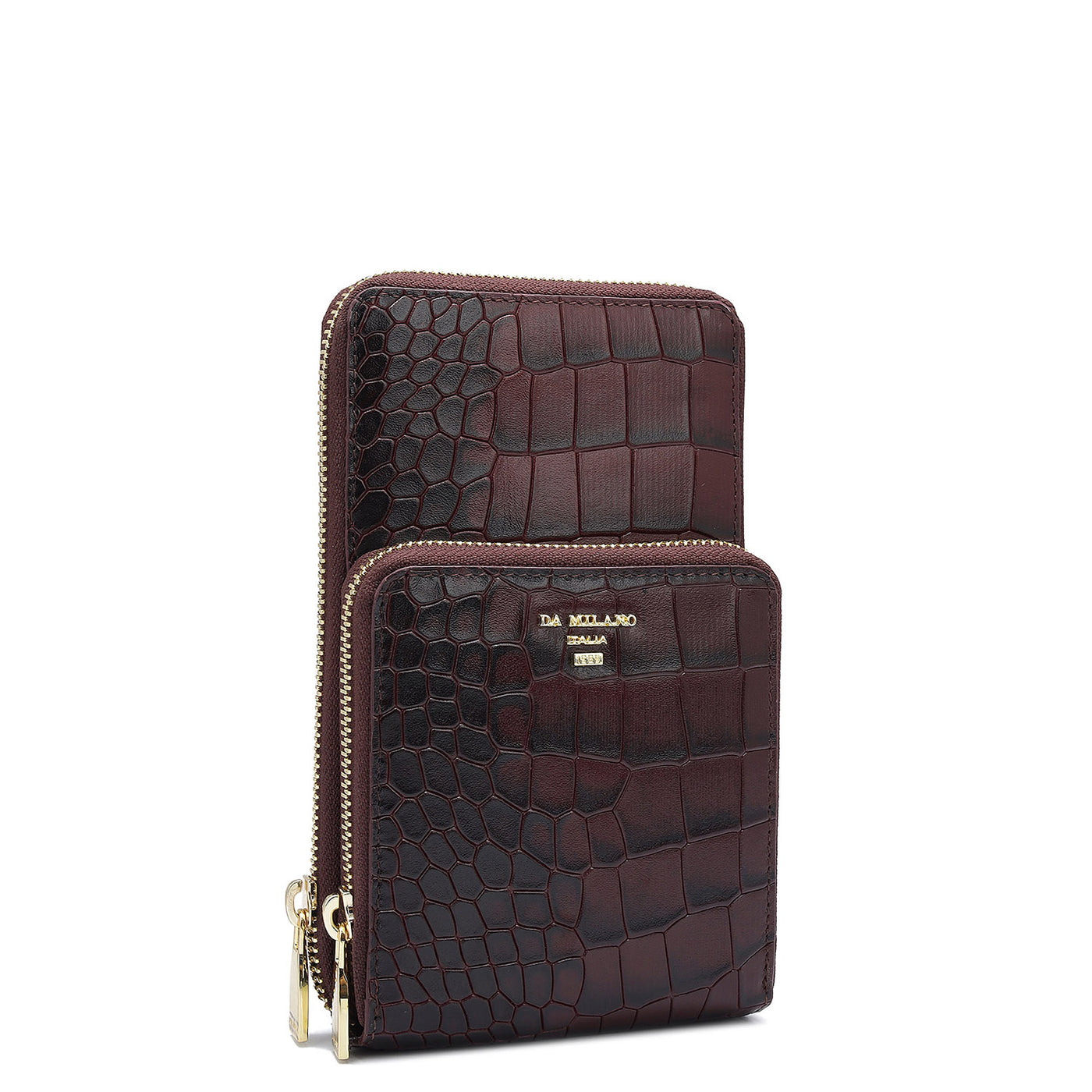 Croco Leather Crossbody - Wine