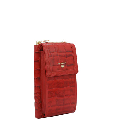 Croco Leather Crossbody - Red