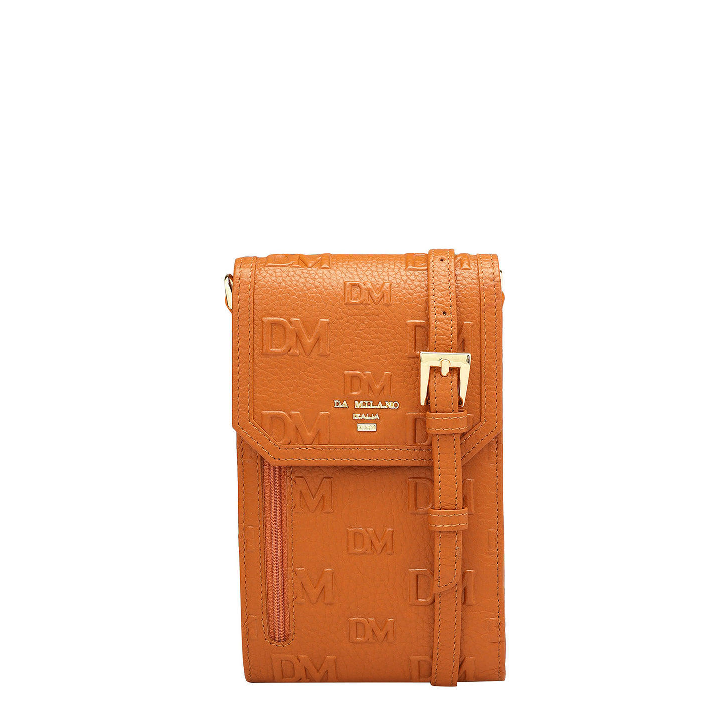 Monogram Wax Leather Crossbody - Orange