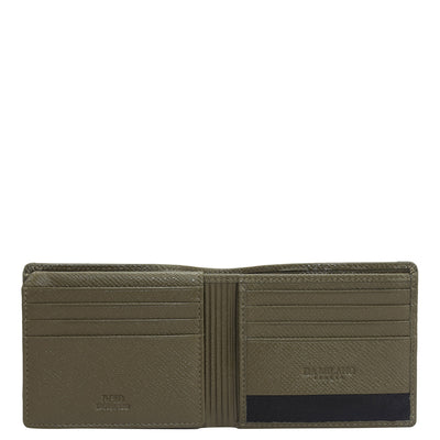 Military Green Bifold Leather Mens Wallet