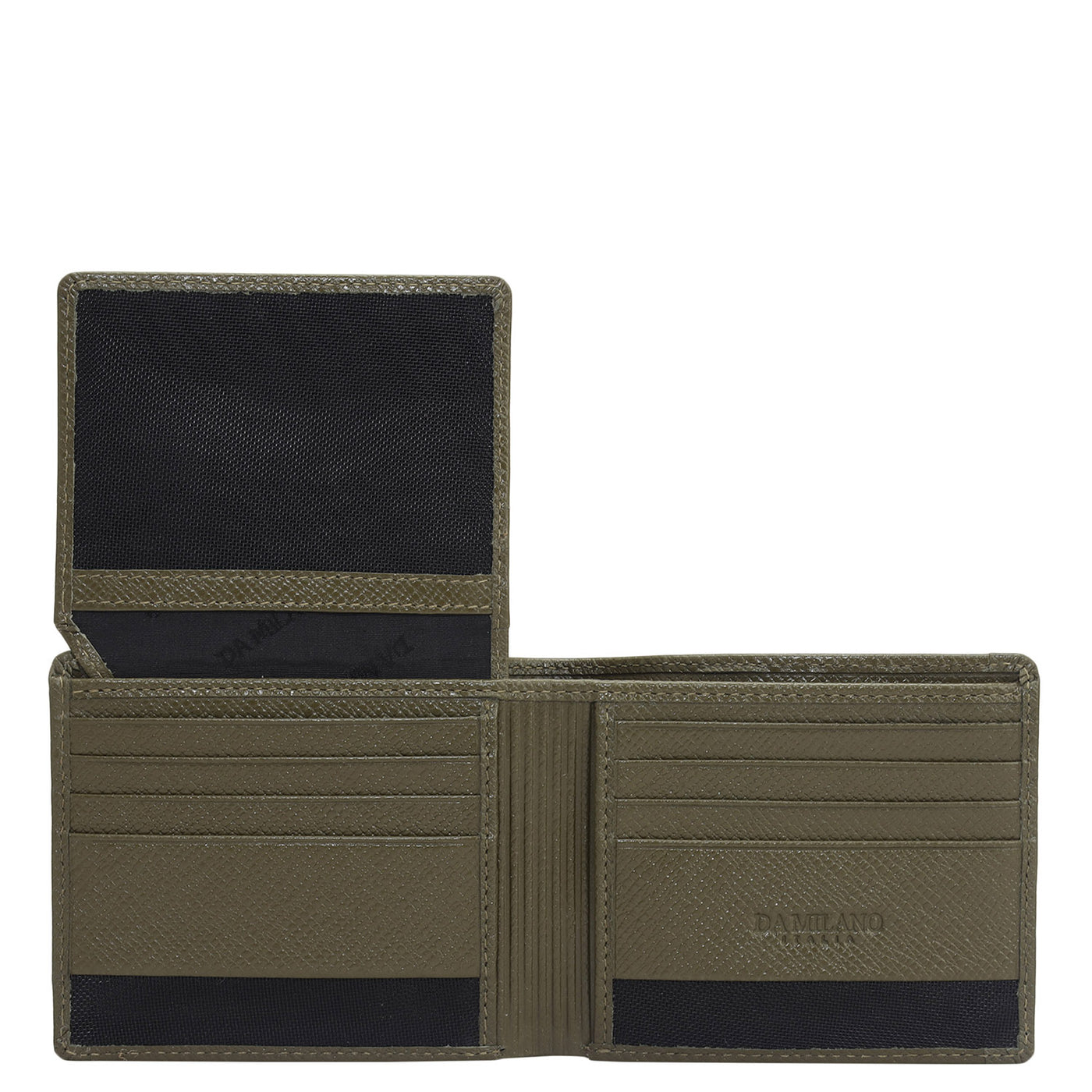 Military Green Bifold Leather Mens Wallet