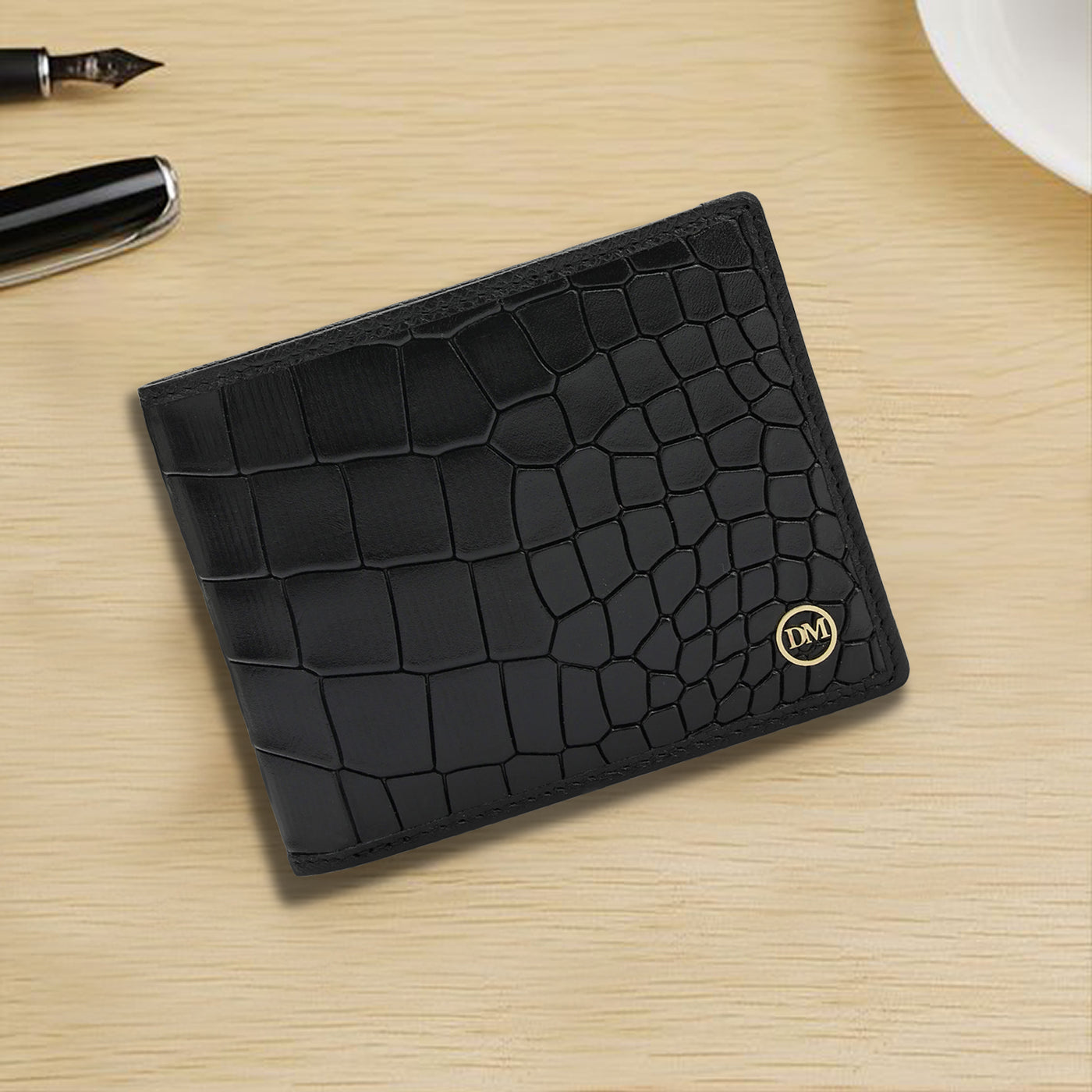 Black Bifold Leather Mens Wallet