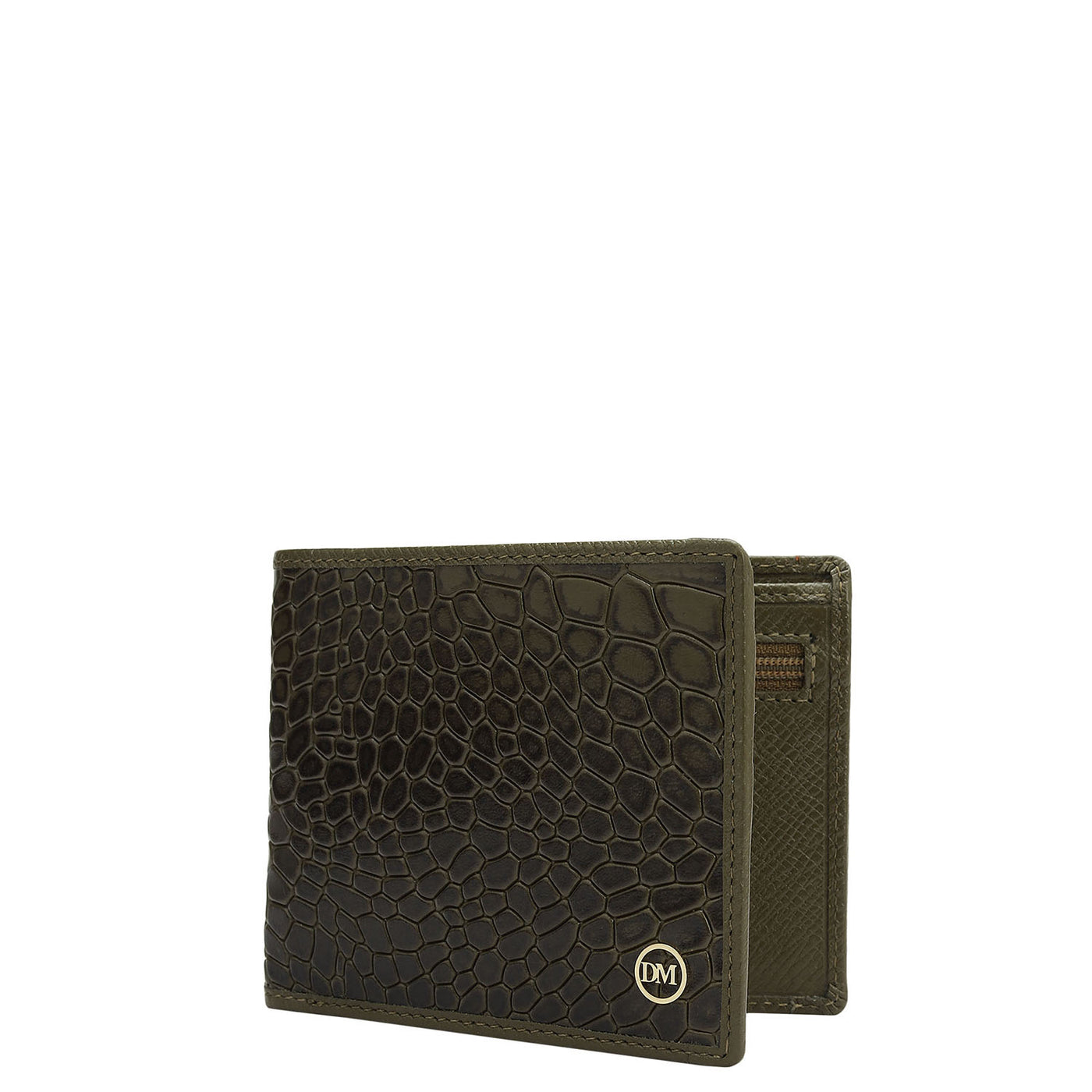 Military Green Bifold Leather Mens Wallet