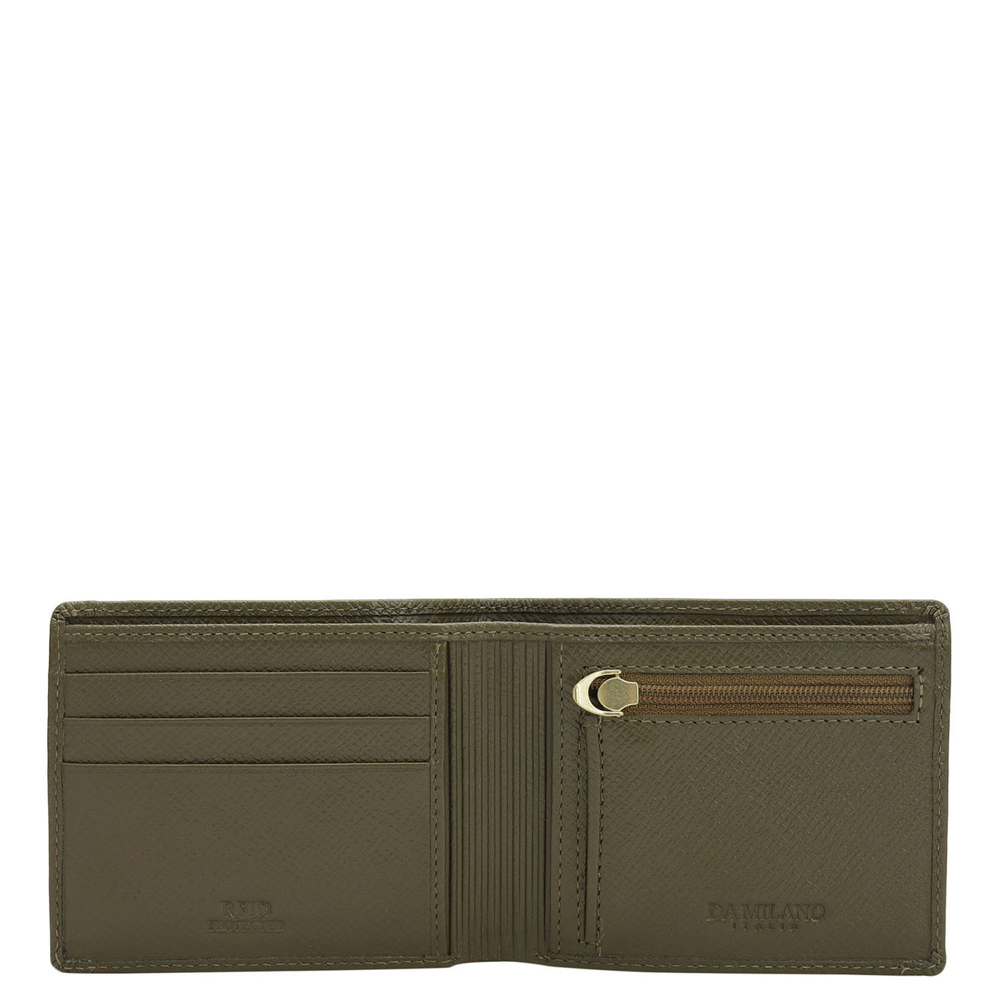 Military Green Bifold Leather Mens Wallet