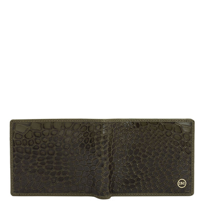 Military Green Bifold Leather Mens Wallet