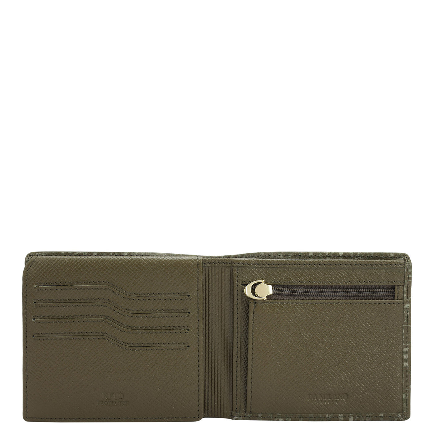 Military Green Bifold Leather Mens Wallet