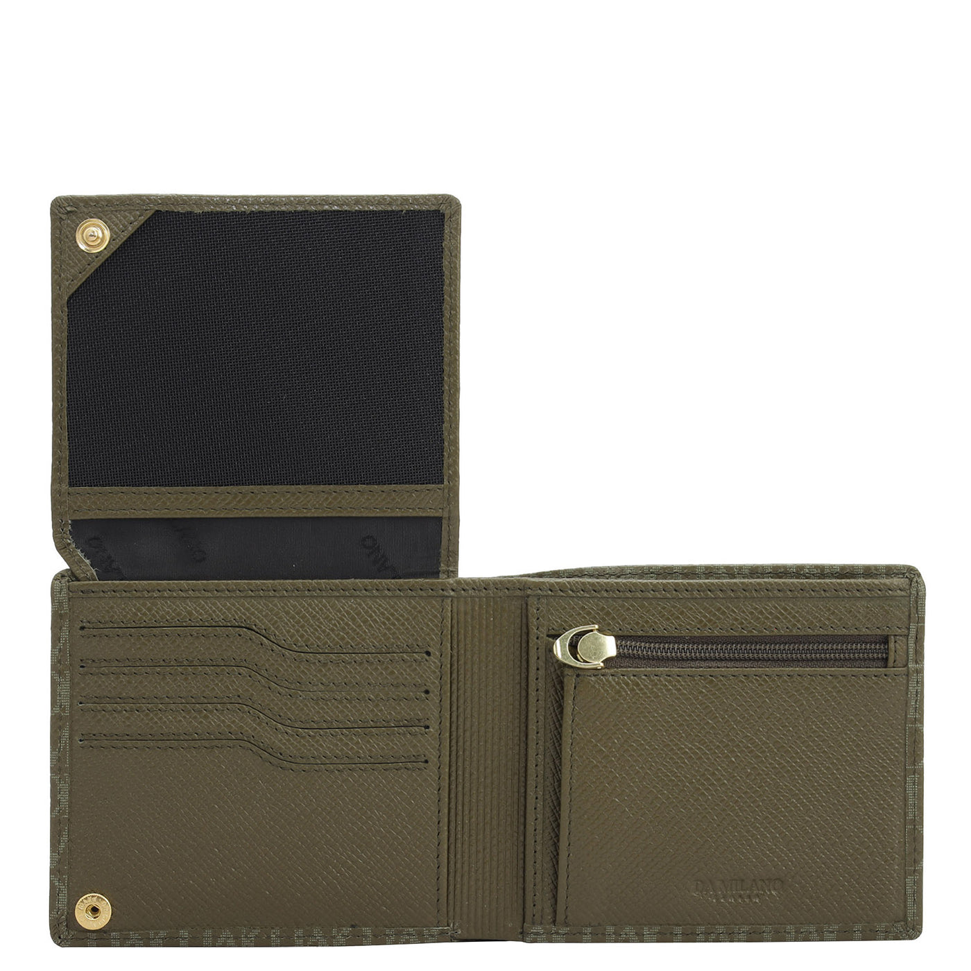 Military Green Bifold Leather Mens Wallet