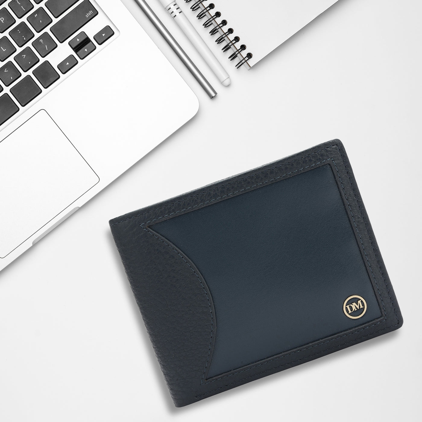 Navy Bifold Leather Mens Wallet