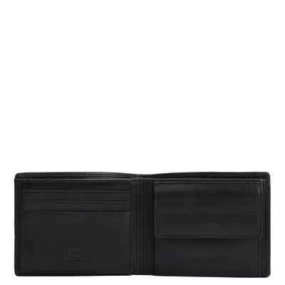 Mat Emboss Leather Mens Wallet - Black