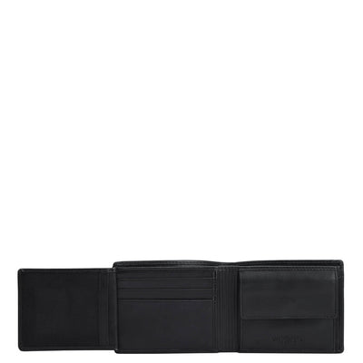 Mat Emboss Leather Mens Wallet - Black