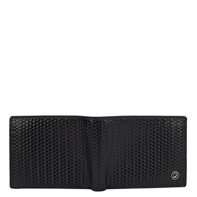 Mat Emboss Leather Mens Wallet - Black