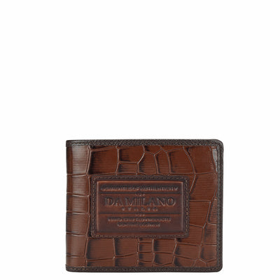 Croco Leather Mens Wallet - Brown