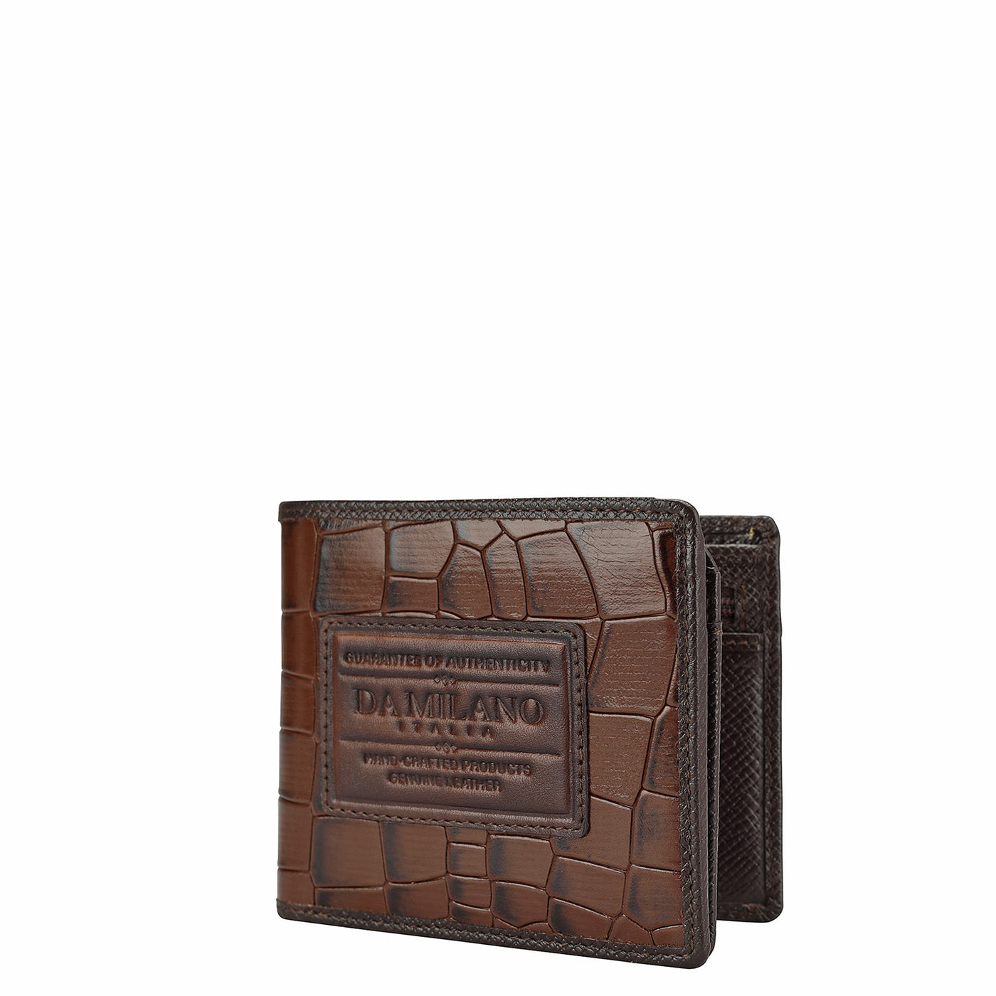 Croco Leather Mens Wallet - Brown