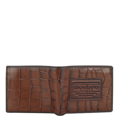 Croco Leather Mens Wallet - Brown