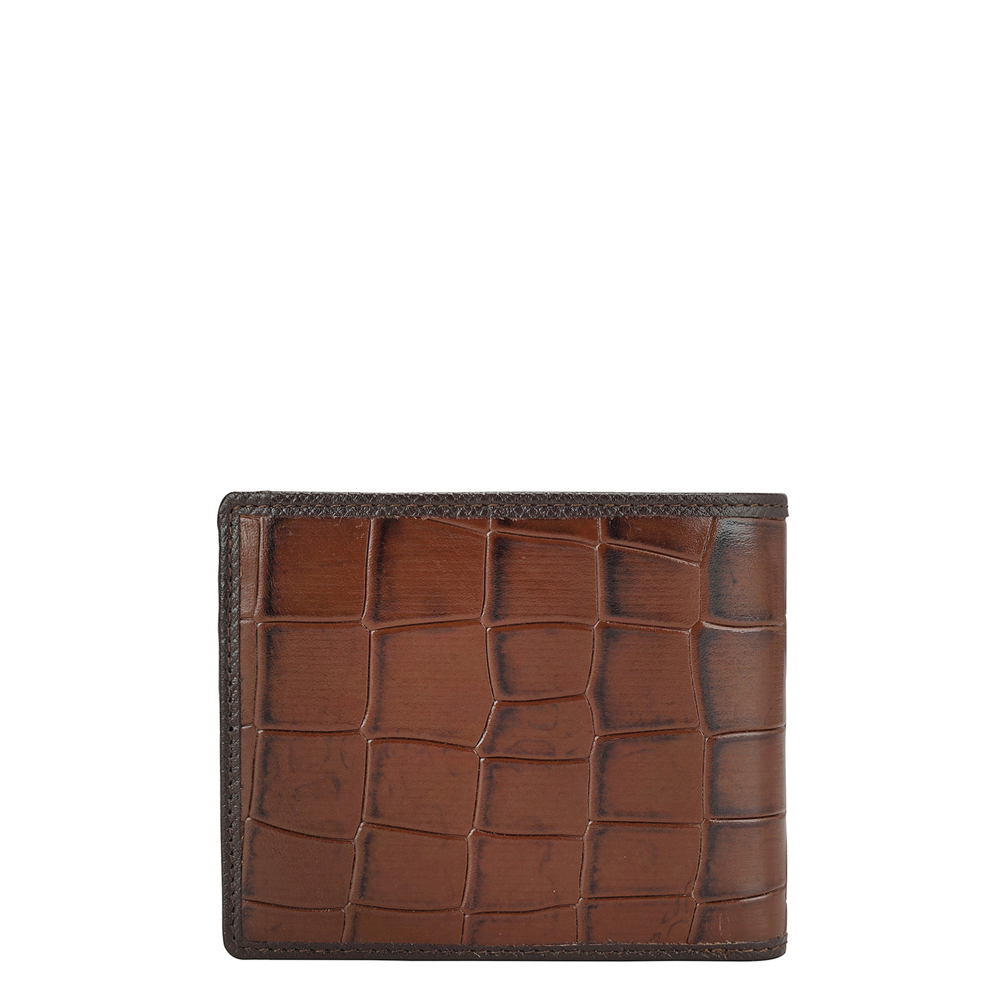 Croco Leather Mens Wallet - Brown